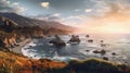 Big Sur California at sunset - made with Generative AI tools