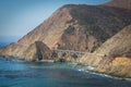 Big Sur, California. View of Bixby Creek Bridge, mountains along the Pacific Coast, and ocean view Royalty Free Stock Photo