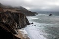 Big Sur Rocky Coastline with Pacific Ocean Waves and Stormy Sky Royalty Free Stock Photo