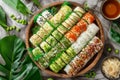 Big sushi set, seafood rolls, asian food collection, assorted rolls and nigiri susi, japanise maki sushi Royalty Free Stock Photo