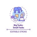 Big tasks, small tasks concept icon