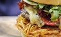 Big tasty burger closeup
