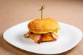 Big and tasty hamburger with bekon Royalty Free Stock Photo
