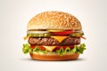 Big tasty hamburger on white background Royalty Free Stock Photo