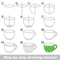 Big tea cup. Drawing tutorial.