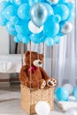 Adorable Teddy Bear Balloon Basket: A Whimsical Touch to Children\'s Birthday Celebrations