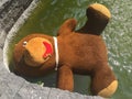 Big teddy bear in a fountain