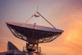 Big telecommunication  satellite dish or Radio Telescope at dusk Royalty Free Stock Photo