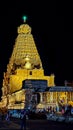 Big Temple ThanajvurBrihadeeshwara Temple & x28;Peruvudaiyar Kovil& x29; at night, Unesco world heritage site, Tamilnadu, India