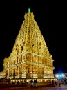 Big Temple ThanajvurBrihadeeshwara Temple & x28;Peruvudaiyar Kovil& x29; at night, Unesco world heritage site, Tamilnadu, India