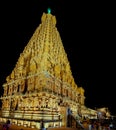 Big Temple Thanjavur Brihadeeshwara Temple (Peruvudaiyar Kovil) at night, Unesco world heritage site, Tamilnadu, India