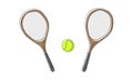 Big tennis colored set with racket and ball one line art. Continuous line drawing of tennis, string, sport, sports Royalty Free Stock Photo
