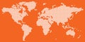 Big Tetragon world map vector white on orange