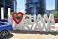 Big text: I love Warsaw. Free autoshow `Kawa i Samochody`