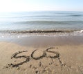SOS on the sand of the beach Royalty Free Stock Photo