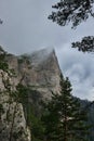 Big Thach mountain range. Summer landscape Mountain with rocky peak. Russia, Republic of Adygea, Big Thach Nature Park, Caucasus Royalty Free Stock Photo