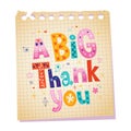 A big thank you notepad paper message with unique hand lettering