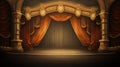 Big theatre background with curtains created with Generative AI. Open stage. Royalty Free Stock Photo