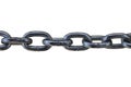 big thick steel dark metal chain links foreground closeup outside isolated white background Royalty Free Stock Photo