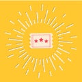 Big ticket. Cinema icon in flat design style. Shining effect dash line circle Royalty Free Stock Photo