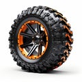 Highly Realistic Orange And Black Mud Tire With Orange Wheels