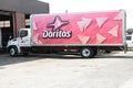 tor, canada - July 21, 2023: big 5 ton doritos truck parked forward in receiving bay with logo and graphic. ph Royalty Free Stock Photo