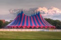 Big top festival tent in red blue green