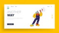 Big Top Tent Artist Announcement Landing Page Template. Animator Male Character in Funny Clown Suit, Huge Boots