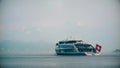 Big tourist boat with the Swiss Flag near Lucerne, Switzerland Royalty Free Stock Photo