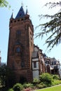 Big tower of the palace in weinheim rising in the sky