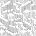 Big Town in isometric view. Seamless pattern with houses.