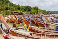 Wooden thai boats near phiphi island border in Thailand