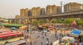 Big traffic Tuk Tuks buses people New-Delhi Delhi India