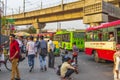 Big traffic Tuk Tuks buses people New-Delhi Delhi India Royalty Free Stock Photo