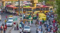 Big traffic Tuk Tuks buses people New-Delhi Delhi India