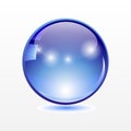 Big translucent blue sphere with shadow on transparent background. Royalty Free Stock Photo