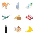 Big travel icons set, isometric style Royalty Free Stock Photo