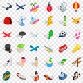 Big travel icons set, isometric style Royalty Free Stock Photo