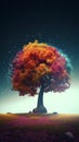 Big tree with entrance multicolored space fortext. AI Generative Royalty Free Stock Photo