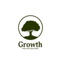 Big tree logo badge, big tree growth of nature logo silhouette icon template Royalty Free Stock Photo