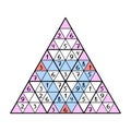 Big triangle sudoku with 1-9 number colorful vector illustration