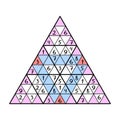 Big triangle sudoku with 1-9 number colorful vector illustration