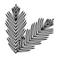 Big tropical leaf icon cartoon in black and white Royalty Free Stock Photo