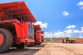 Big truck in open pit and blue sky Royalty Free Stock Photo