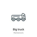 Big truck outline vector icon. Thin line black big truck icon, flat vector simple element illustration from editable mechanicons Royalty Free Stock Photo