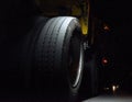 Big truck tires on commercial vehicle Royalty Free Stock Photo