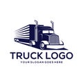 Mobilebig truck vector logo illustration,good for mascot,delivery,or logistic,logo industry,flat color style with blue Royalty Free Stock Photo