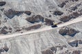 Big trucks and machinery at Chuquicamata, world`s biggest open pit copper mine, Calama, Chile. Mining Operations at open pit Royalty Free Stock Photo