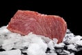 Big tuna steak on ice. Royalty Free Stock Photo