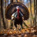 Big turkey in the woods. Turkey as the main dish of thanksgiving for the harvest Royalty Free Stock Photo